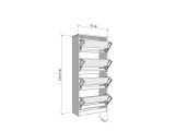Scarpiera Marrone Rovere Grigio 8 Ripiani 8 Vani 67x28x155.5h cm, 4 Ante - Pentone