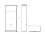 Scarpiera Marrone Rovere Grigio 8 Ripiani 8 Vani 67x28x155.5h cm, 4 Ante - Pentone