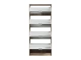 Scarpiera Marrone Rovere Grigio 8 Ripiani 8 Vani 67x28x155.5h cm, 4 Ante - Pentone