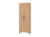 Scarpiera Marrone Rovere Nero 5 Ripiani 2 Ante 67.5x35x195h cm, kit Fissaggio a Muro Incluso - Ciminna