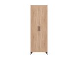 Scarpiera Marrone Rovere Nero 5 Ripiani 2 Ante 67.5x35x195h cm, kit Fissaggio a Muro Incluso - Ciminna