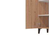 Scarpiera Marrone Rovere Nero 5 Ripiani 2 Ante 67.5x35x195h cm, kit Fissaggio a Muro Incluso - Ciminna