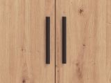 Scarpiera Marrone Rovere Nero 5 Ripiani 2 Ante 67.5x35x195h cm, kit Fissaggio a Muro Incluso - Ciminna