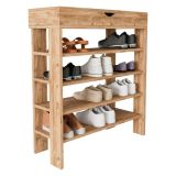 Scarpiera Marrone Rovere Nodi 5 Ripiani 12 Paia 80x30x90h cm, Un'anta - Monastero