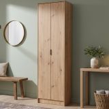 Scarpiera Marrone Rovere Nodi 6 Ripiani 2 Ante 60x33x191.5h cm, Maniglie Incluse - Delizia