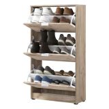Scarpiera Marrone Rovere Nodi 6 Ripiani 3 Ante 67x28x119h cm, Maniglie Incluse - Marradi