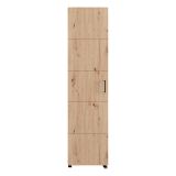 Scarpiera Marrone Rovere Nodi Nero 10 Ripiani Un'anta 46x33x185h cm, Ante con Doppia Capienza, Apertura con Ruote - Visby