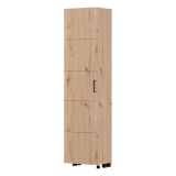 Scarpiera Marrone Rovere Nodi Nero 10 Ripiani Un'anta 46x33x185h cm, Ante con Doppia Capienza, Apertura con Ruote - Visby