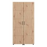 Scarpiera Marrone Rovere Nodi Nero 15 Ripiani 2 Ante 92x33x185h cm, Ante con Doppia Capienza, Apertura con Ruote - Bled