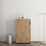 Scarpiera Marrone Rovere Nodi Nero 6 Ripiani Un'anta 68x33x113h cm, Ante con Doppia Capienza, Apertura con Ruote - Porvoo