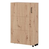 Scarpiera Marrone Rovere Nodi Nero 6 Ripiani Un'anta 68x33x113h cm, Ante con Doppia Capienza, Apertura con Ruote - Porvoo