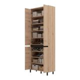 Scarpiera Marrone Rovere Nodi Nero 9 Ripiani 4 Ante 80x40x205.5h cm, Piedini Inclusi - Peligni