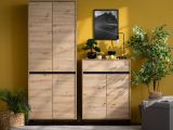 Scarpiera Marrone Rovere Nodi Nero 9 Ripiani 4 Ante 80x40x205.5h cm, Piedini Inclusi - Peligni