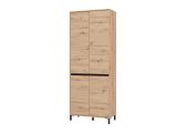 Scarpiera Marrone Rovere Nodi Nero 9 Ripiani 4 Ante 80x40x205.5h cm, Piedini Inclusi - Peligni