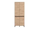 Scarpiera Marrone Rovere Nodi Nero 9 Ripiani 4 Ante 80x40x205.5h cm, Piedini Inclusi - Peligni