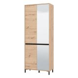 Scarpiera Marrone Rovere Nodi Nero 9 Ripiani con Specchio 80x40x205.5h cm, 4 Ante - Scansano