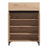 Scarpiera Marrone Rovere Nodi Nero un Cassetto 4 Ripiani 80x40x109.5h cm, 2 Ante - Ilarione