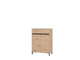 Scarpiera Marrone Rovere Nodi Nero un Cassetto 4 Ripiani 80x40x109.5h cm, 2 Ante - Ilarione