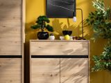 Scarpiera Marrone Rovere Nodi Nero un Cassetto 4 Ripiani 80x40x109.5h cm, 2 Ante - Ilarione
