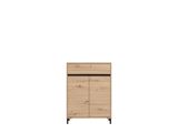 Scarpiera Marrone Rovere Nodi Nero un Cassetto 4 Ripiani 80x40x109.5h cm, 2 Ante - Ilarione