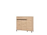 Scarpiera Marrone Rovere Nodi Nero un Cassetto 6 Ripiani 118.5x40x109.5h cm, 3 Ante - Orotelli