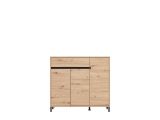 Scarpiera Marrone Rovere Nodi Nero un Cassetto 6 Ripiani 118.5x40x109.5h cm, 3 Ante - Orotelli