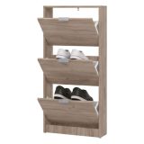 Scarpiera Marrone Rovere Scuro 3 Ripiani 3 Ante 58x18x119h cm, Maniglie Incluse - Melle