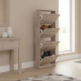 Scarpiera Marrone Rovere Scuro un Ripiano 4 Ante 58x18x155.5h cm, kit Fissaggio a Muro Incluso - Pesche