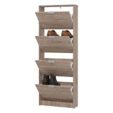 Scarpiera Marrone Rovere Scuro un Ripiano 4 Ante 58x18x155.5h cm, kit Fissaggio a Muro Incluso - Pesche