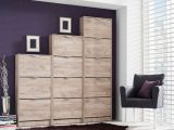 Scarpiera Marrone Rovere Scuro un Ripiano 4 Ante 58x18x155.5h cm, kit Fissaggio a Muro Incluso - Pesche