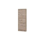Scarpiera Marrone Rovere Scuro un Ripiano 4 Ante 58x18x155.5h cm, kit Fissaggio a Muro Incluso - Pesche