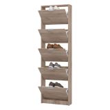 Scarpiera Marrone Rovere Scuro un Ripiano 5 Ante 58x18x191.5h cm, kit Fissaggio a Muro Incluso - Capriolo