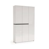 Scarpiera Maseru, Mobile portascarpe, Armadio da ingresso multiuso, Mobiletto per calzature, Made in Italy, 120x34h200 cm, Bianco lucido e Antracite