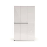 Scarpiera Maseru, Mobile portascarpe, Armadio da ingresso multiuso, Mobiletto per calzature, Made in Italy, 120x34h200 cm, Bianco lucido e Antracite