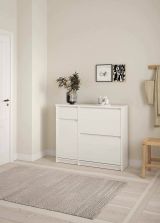 Scarpiera Maxime, Mobile portascarpe, Armadio da ingresso multiuso, Mobiletto per calzature, 32x109 h93 cm, Bianco