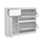 Scarpiera Maxime, Mobile portascarpe, Armadio da ingresso multiuso, Mobiletto per calzature, 32x109 h93 cm, Bianco