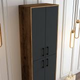 Scarpiera Mimosa, Porta scarpe salvaspazio , Armadio da ingresso multiuso, Mobile per calzature, 60x35h200 cm, Noce e Antracite