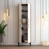 Scarpiera Mimosa, Porta scarpe salvaspazio , Armadio da ingresso multiuso, Mobile per calzature, 60x35h200 cm, Noce e Bianco