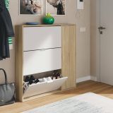 Scarpiera moderna 4 ante rovere e bianca 106x115h cm - Ammour
