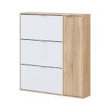 Scarpiera moderna 4 ante rovere e bianca 106x115h cm - Ammour