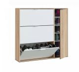 Scarpiera moderna 4 ante rovere e bianca 106x115h cm - Ammour