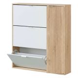 Scarpiera moderna 4 ante rovere e bianca 106x115h cm - Ammour