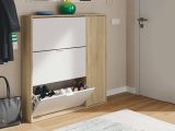 Scarpiera moderna 4 ante rovere e bianca 106x115h cm - Ammour