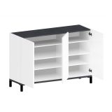 Scarpiera Modesta, cm 120x40h80, Bianco lucido e Ardesia