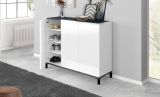 Scarpiera Modesta, cm 120x40h80, Bianco lucido e Ardesia