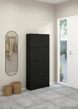 Scarpiera Natalie, Mobile portascarpe, Armadio da ingresso multiuso, Mobiletto per calzature, 70x24 h162 cm, Nero