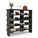 Scarpiera Nero 16 Paia 5 Ripiani 76x31x72h cm, 4 Vani - Offida