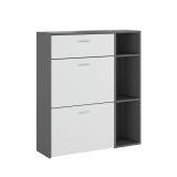 Scarpiera Nero Antracite Bianco 90x26x102h cm, un Cassetto - Samassi