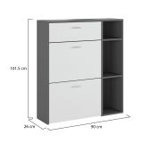 Scarpiera Nero Antracite Bianco 90x26x102h cm, un Cassetto - Samassi
