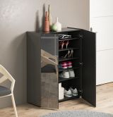 Scarpiera Nero Lucido Trasparente 5 Ripiani 20 Paia 60x40x190h cm, 6 Vani - Zumaglia
